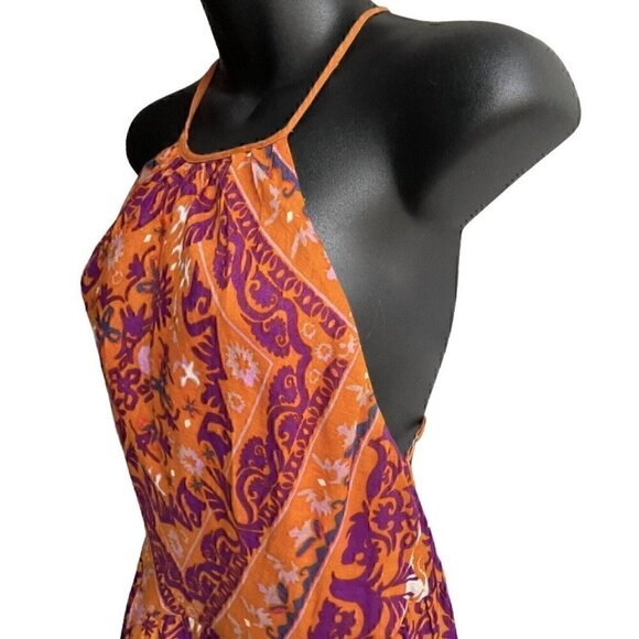 Ecoté Urban Outfitters Halter Top Mini Dress Open Back Magenta Orange Women’s 6 - Picture 5 of 16